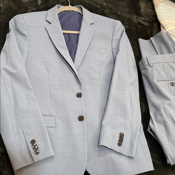 Express Men's Light Blue Suit Jacket and Pants Set